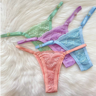 Calcinha Tanga De Renda Lingerie Com Regulagem de Coração E Forro
