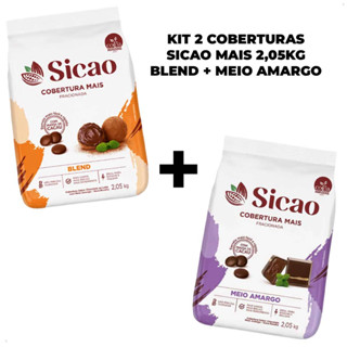 Kit Chocolate Cobertura Fracionada Sicao Mais Blend + Cobertura Fracionada Sicao Mais Meio Amargo 4,100KG