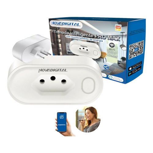 Tomada Inteligente 20A PRO MAX Wifi Smart Alexa Relé Medidor De Consumo - Nova Digital
