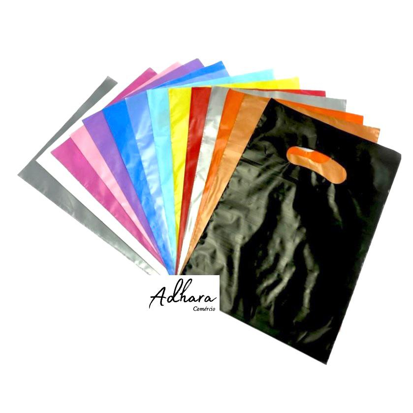 100 Sacolas Plásticas - 16X20 / 20X30 / 25X35 / 30X40 / 40X50 - Boca de Palhaço / Alça Vazada - FULL em Oferta na Shopee