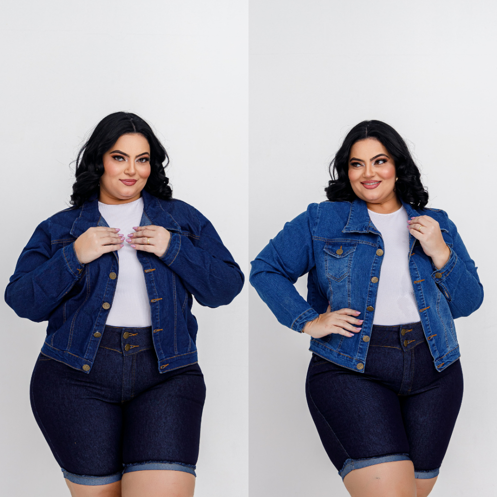 Kit 2 Jaqueta Jeans Plus Size Feminina com Lycra