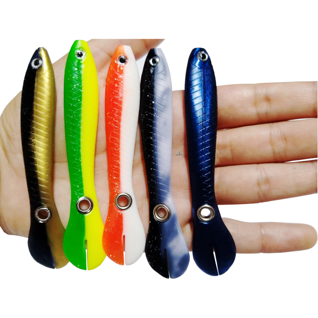 Kit 05 Isca Artificial Soft Jig 10cm 7g Macia Realista Silicone Bait Swing - Pesca Traira Tucunaré Robalo