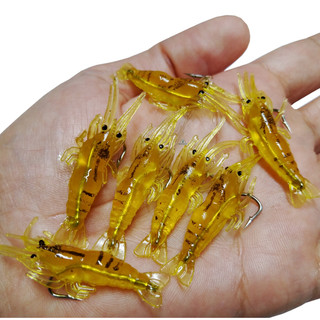 Kit Isca Artificial Camarão Aromatizado Silicone Com Anzol 4cm 2g Pesca Robalo Tucunaré Curvina