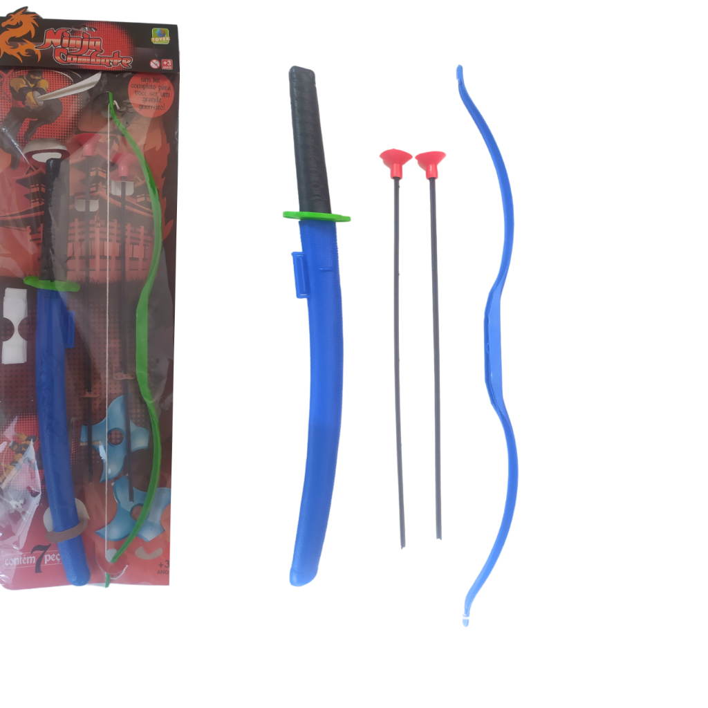 Kit Ninja Combate Espada Katana Brinquedo Plástico Arco E Flecha