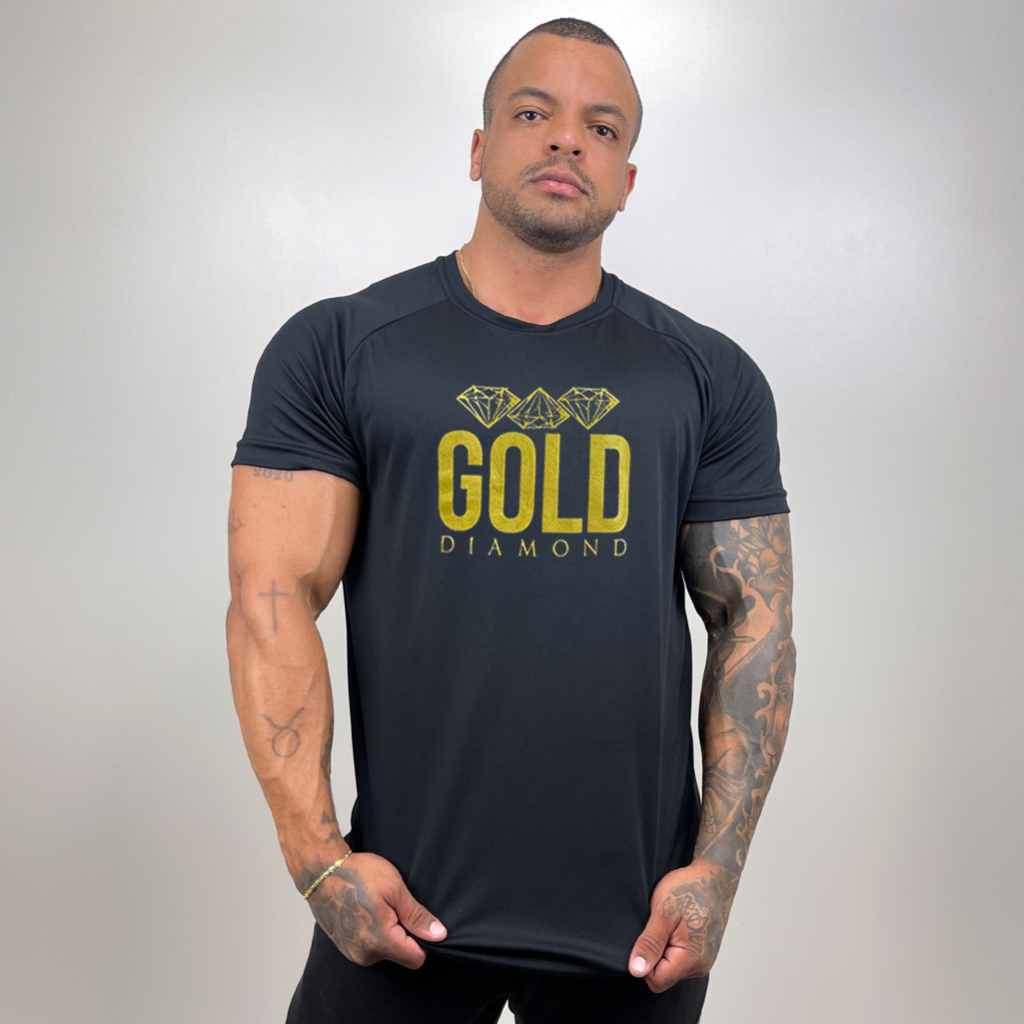 Camiseta Masculina Esportiva em Dry - Gold Diamond