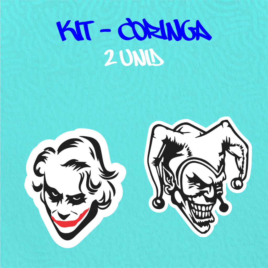 Kit - Adesivo Vinil - CORINGA 9 -10 cm moto, bicicleta, skate, notebook, espelho, sticker