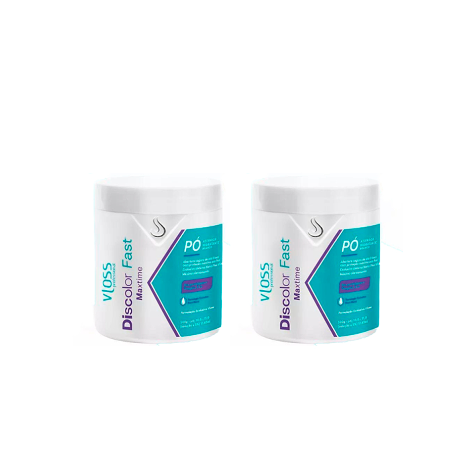 2 Pó Descolorante Fast Nano Bland Branco 500 gr - Vloss