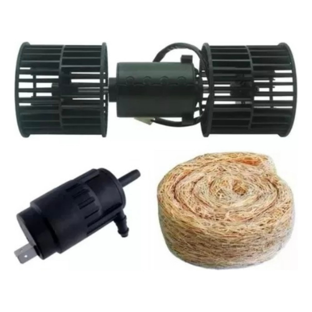 MOTOR DO CLIMATIZADOR DE CAMINHÃO 12 0u 24v + REFIL DE PALHA + BOMBINHA DE AGUA PARA CLIMATIZADOR 12 ou 24v Acessorios