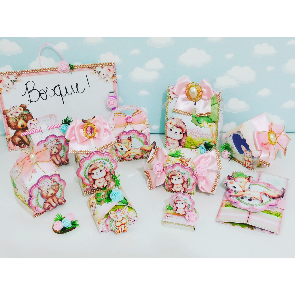 Kit de caixinhas personalizadas, milk, cone lembrancinhas, decoração Kit de festa aniversário bosque ou floresta