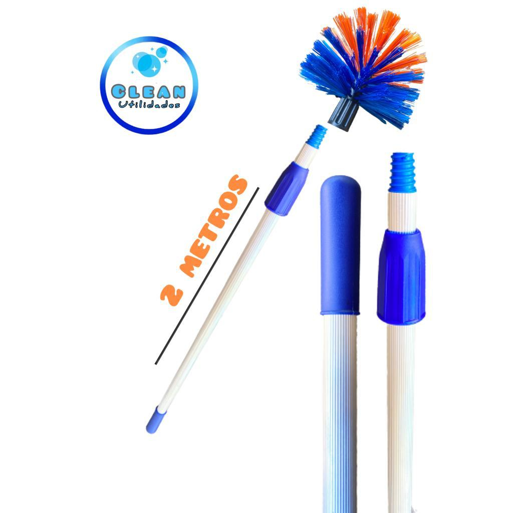 Vassoura Limpa teto com cabo extensor telescópico 2 metros em alumínio - Promoção em Oferta na Shopee