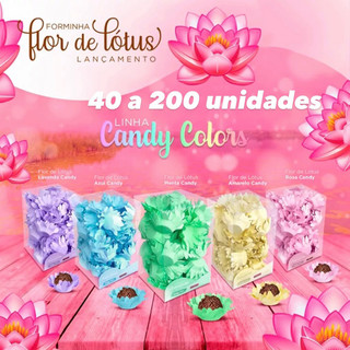 KIT Forminhas para Doces Finos Flor de Lotus Candy Colors PLAC 27% OFF em Oferta na Shopee