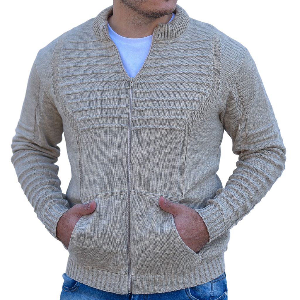 Blusa De Frio Lã Tricot Sueter Masculino Inverno Com Bolso E Ziper