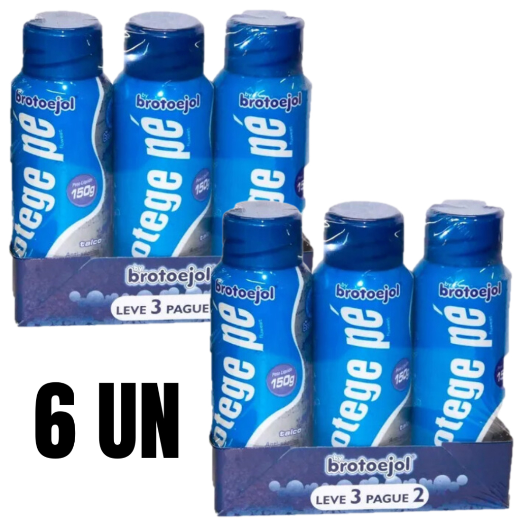 Kit Com 6 Talco Para Pés Protege Tradicional 150g Brotoejol