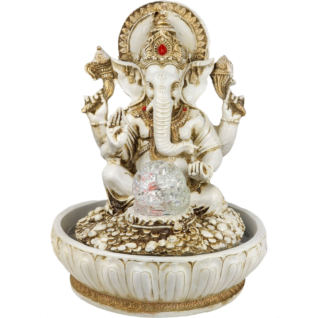 Fonte Ganesha De Agua Cromoterapia Decorativa Esfera Luz Led