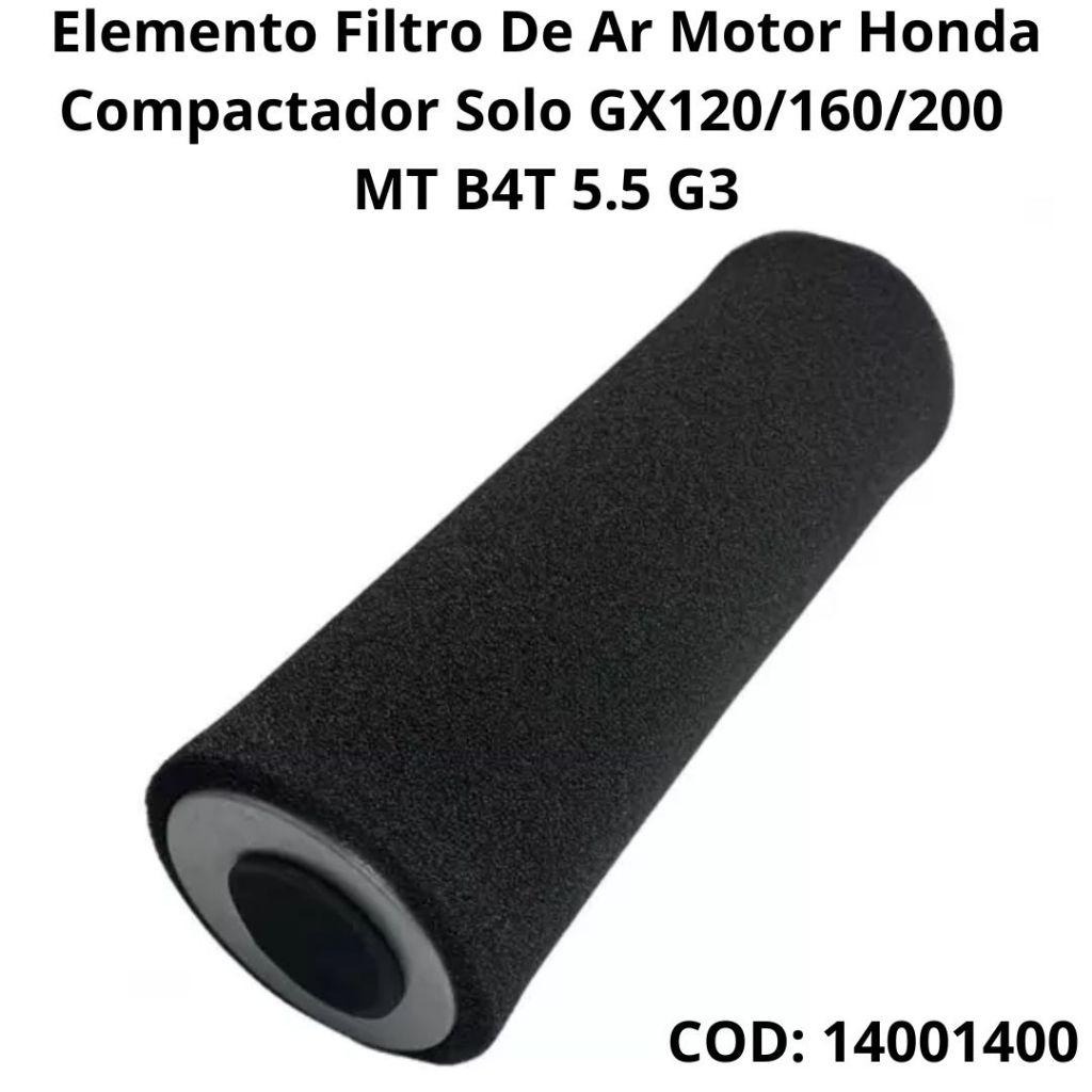 Elemento Filtro De Ar Motor Honda Compactador Solo GX120/160/200 MT B4T 5.5 G3