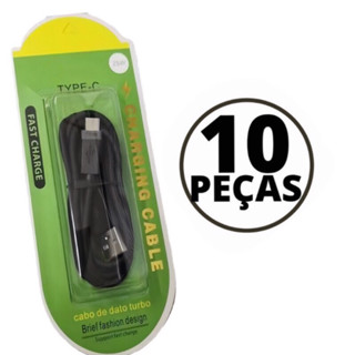 Kit 10 Cabo de Dados de Carregamento Rápido Tipo C 25 W