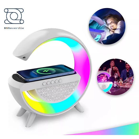 Caixa de som G Speaker Smart Station Luminária Rgb Led Carregador Indução