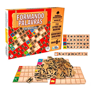 Jogo Educativo Formando Palavras 112 Letras Em Madeira Com Figuras em Oferta na Shopee