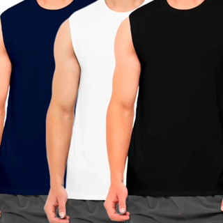 KIT 3 Regata Machão Masculino Dry Fit Academia Treino Esportivo Crossfit