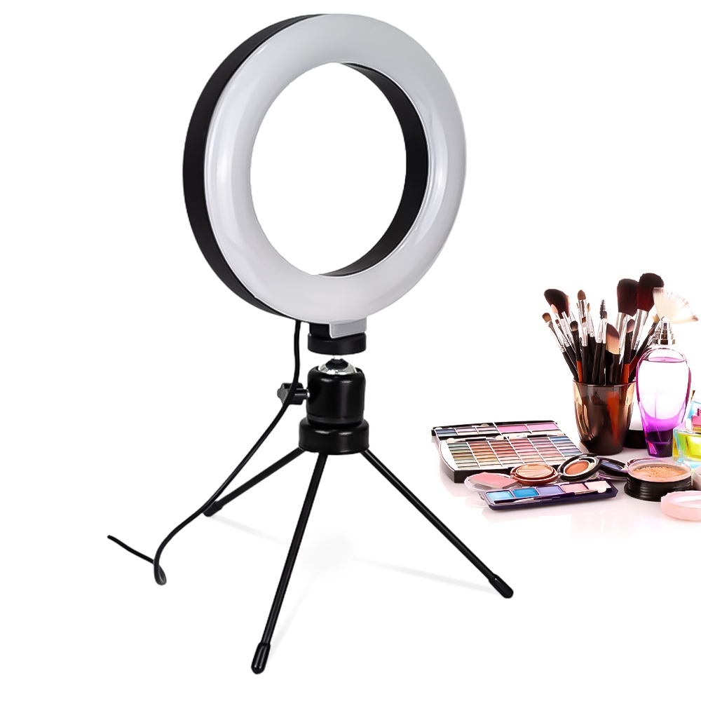 Ring Light De Mesa Iluminador De Led Tripé 6 Polegadas com Suporte Celular