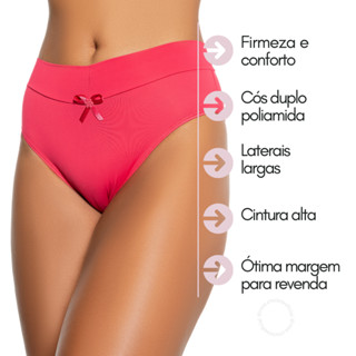 Kit 5 calcinhas Cós Alto Lisas poliamida calça cós micro tanga conforto lingeri