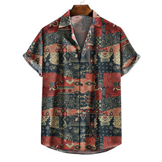 Camisa de botão mandala vintage indiano