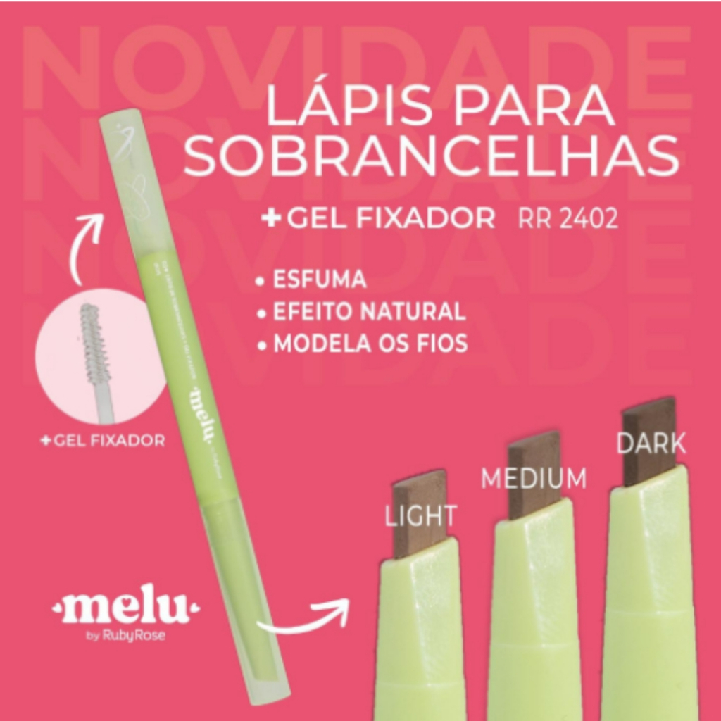 Lapis Para Sobrancelhas + Gel Fixador Melu by Ruby Rose RR2402