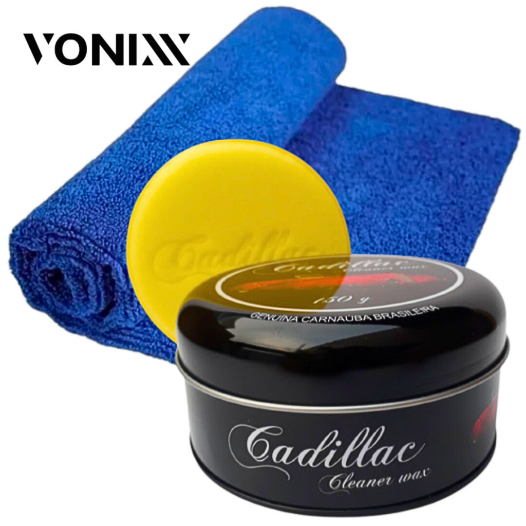Cera automotiva Cadillac vonixx toalha pano microfibra polimento roda pneu moto lavagem