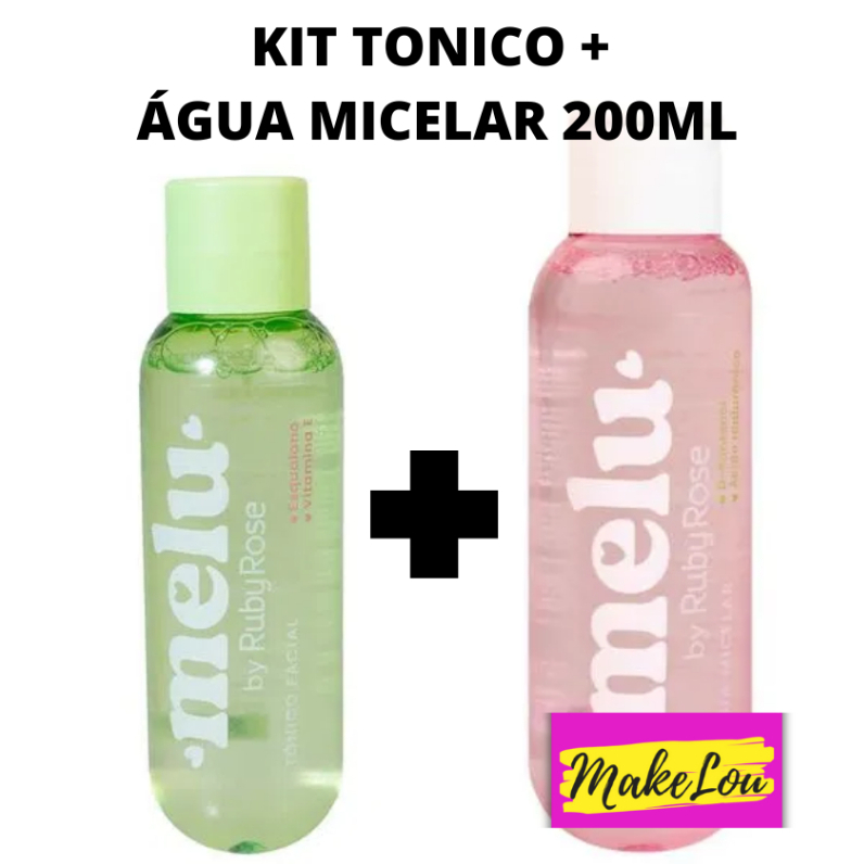 KIT Tônico Facial Melu 100ml + Água Micelar Melu 200ml By Ruby Rose