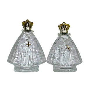Kit 10 Unidades Vidro Santinha Nossa Senhora Aparecida Tampa Coroa Dourada Mini Terço em Oferta na Shopee