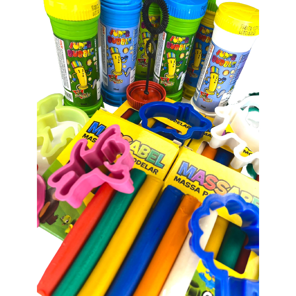 30 Massinha de Modelar + 30 Bolha de Sabao + 60 Cortador P/Kit Festa Lembrancinha Aniversario Prenda em Oferta na Shopee