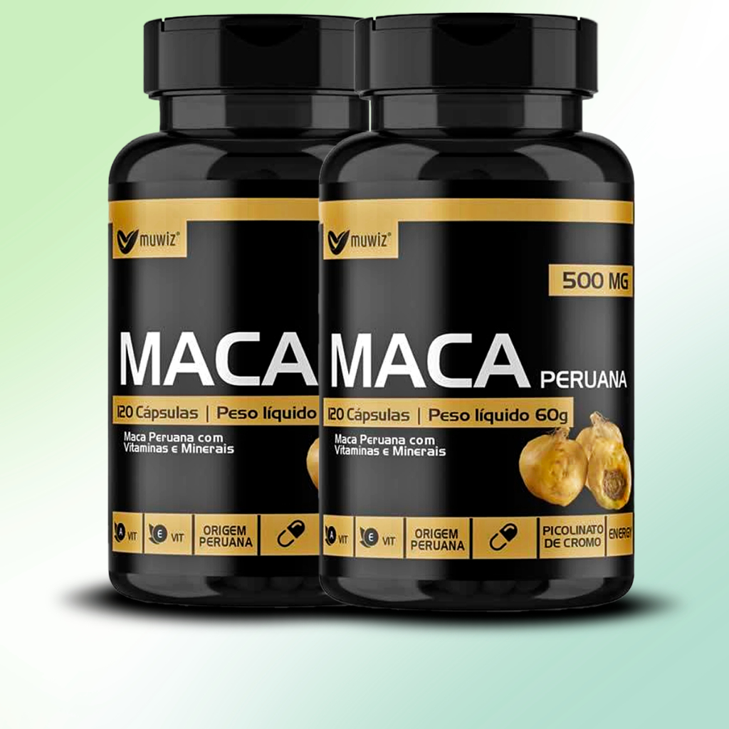 Kit 2 potes Maca Peruana Muwiz 120 Cápsulas 500mg (100% Natural)