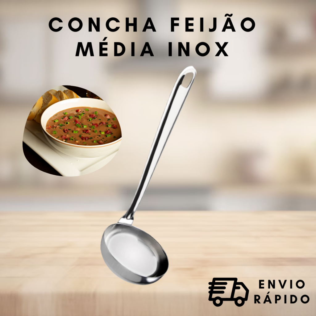 Concha inox de feijão oriente - média 23,7 Cm