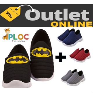KIT 2 PARES Tênis Infantil PLOC P40 PRETO - BATMAN BRASÃO + P-26 BORDADO
