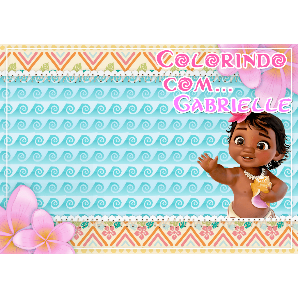 10, 20 OU 30 Livros De Colorir Personalizado / Revistinha de Colorir - MOANA BABY- GRANDE -CAPA PAPEL DE FOTO