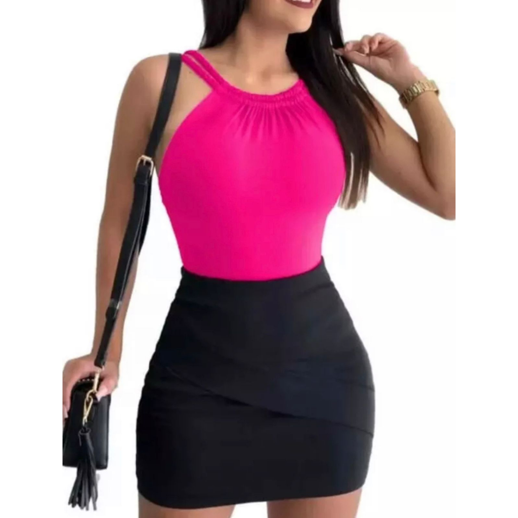 Body Feminino Alça Trançado Bojo Bodi Moda Suplex Lançamento