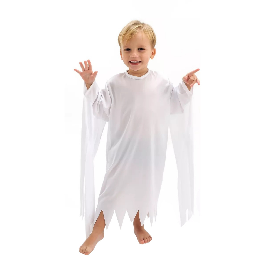Fantasia de Fantasma Infantil Roupa Fantasma Halloween Capuz Túnica Fantasma Fantasminha — imagem 2 de 2