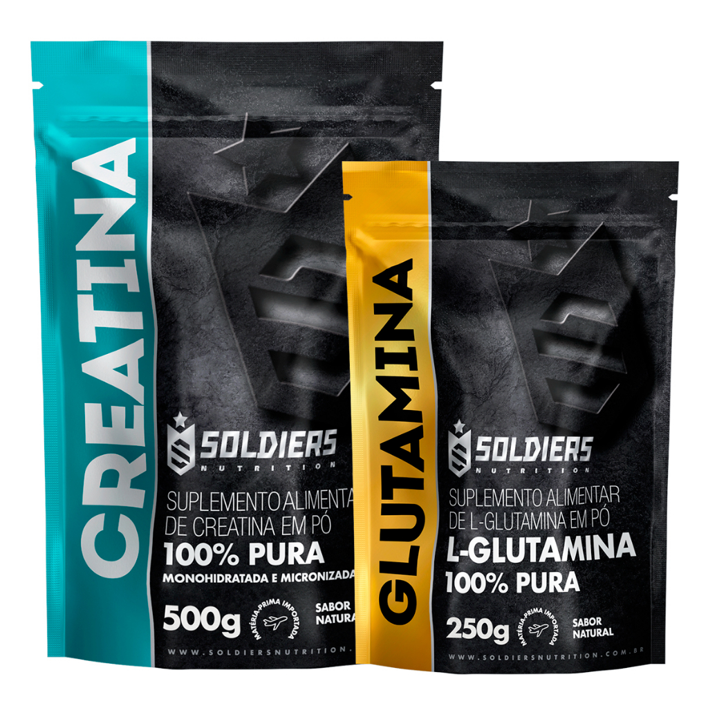 Kit: Creatina Monohidratada 500g + Glutamina 250g - 100% Pura Importada - Soldiers Nutrition