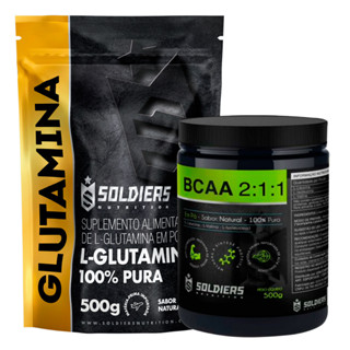 Kit: BCAA Em Pó 500g + Glutamina 500g - 100% Puro Importado - Soldiers Nutrition