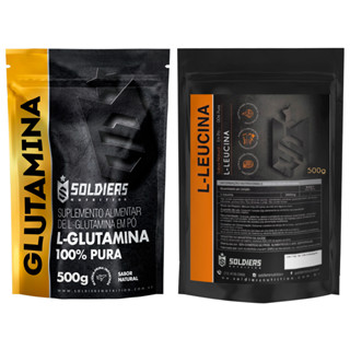 Kit: Glutamina 500g + Leucina 500g - 100% Pura Importada - Soldiers Nutrition