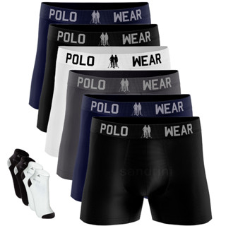 Kit 6 Cuecas Polo Boxer Sem Costura Masculinas + 4 Meias