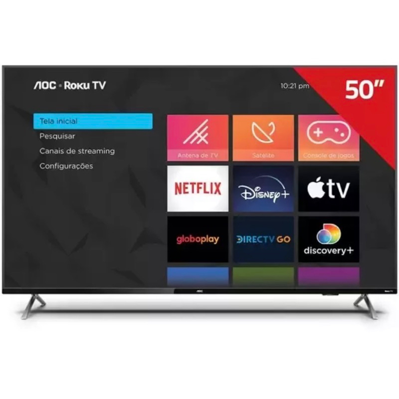 Smart Tv Aoc Roku Led 50 Polegadas 4k Uhd Wi-fi 50u6125/78g