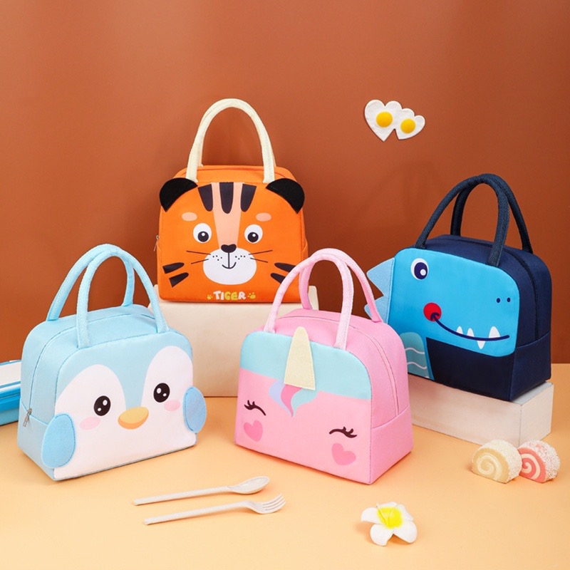 Bolsa Térmica Infantil Super fofo Lancheira Escolar Marmita Com Estampas Animais 3D