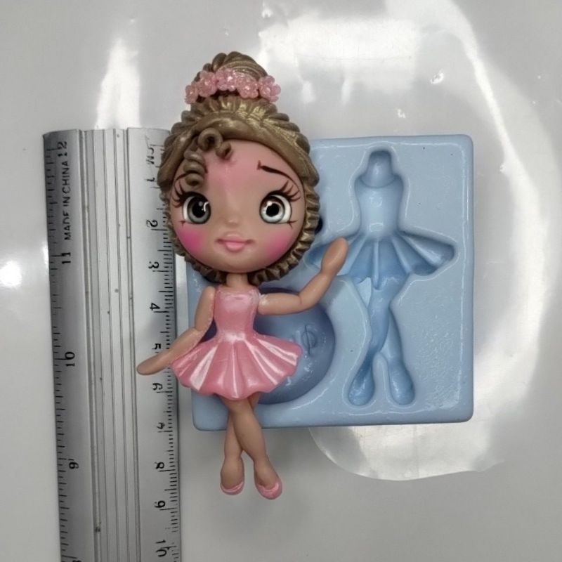 Molde de silicone para aplique de biscuit Bailarina Doll