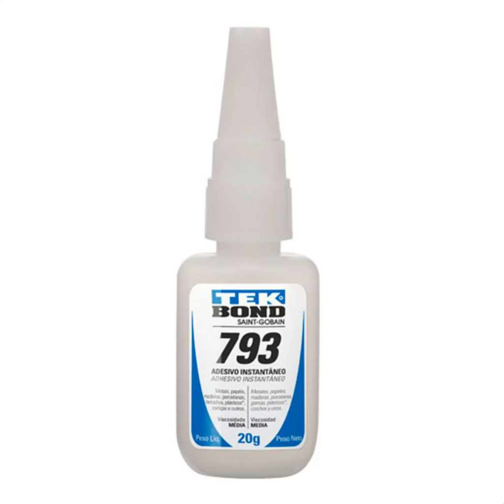 Cola Instantânea Tek Bond 793 20g Acrigel Unhas Tips Postiça Forte Madeira Borracha