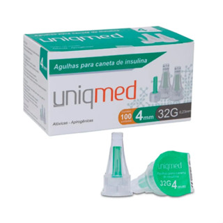 Agulha para Caneta de Insulina 4mm 32g 0,23mm Caixa com 100 Unidades Uniqmed