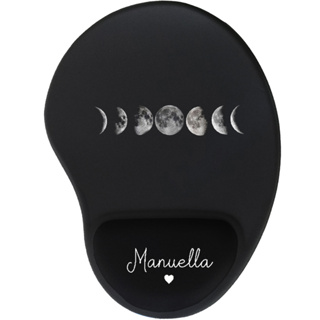 Mouse pad preto lua personalizado com nome com apoio de pulso ergonômico em Oferta na Shopee