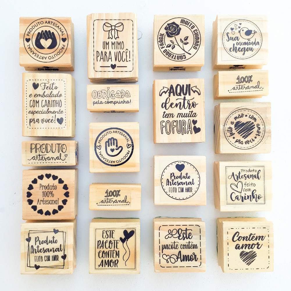 Carimbo Artesanal Decorativo para Sacolas Kraft Caixas Embalagem Artesanal Personalizada Tags Tecido Correio em Oferta na Shopee