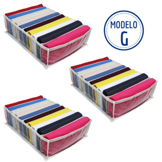 3 Organizador de Gaveta Transparente para Camisetas 34x26x10
