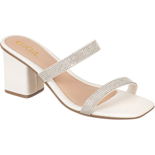 Tamanco Feminino GiGiL Salto Alto Bloco Grosso Casual Brilho Strass Confortável Original Promoção Blogueira Festa
